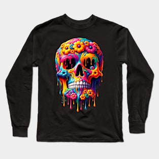 Flower Skull Designe Long Sleeve T-Shirt